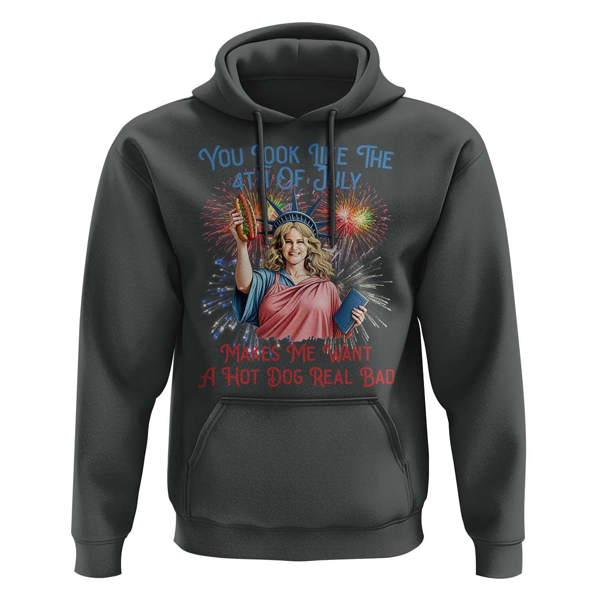 You Look Like The 4th Of July Makes Me Want A Hot Dog Real Bad Hoodie Funny 4th July Hot Dog Meme - Wonder Print Shop