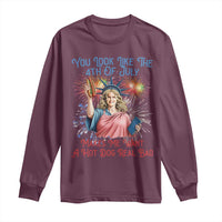 You Look Like The 4th Of July Makes Me Want A Hot Dog Real Bad Long Sleeve Shirt Funny 4th July Hot Dog Meme - Wonder Print Shop