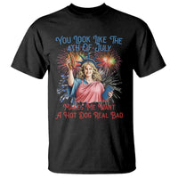 You Look Like The 4th Of July Makes Me Want A Hot Dog Real Bad T Shirt Funny 4th July Hot Dog Meme - Wonder Print Shop