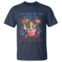 You Look Like The 4th Of July Makes Me Want A Hot Dog Real Bad T Shirt Funny 4th July Hot Dog Meme - Wonder Print Shop