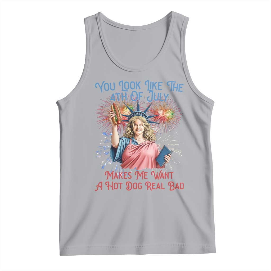 You Look Like The 4th Of July Makes Me Want A Hot Dog Real Bad Tank Top Funny 4th July Hot Dog Meme - Wonder Print Shop