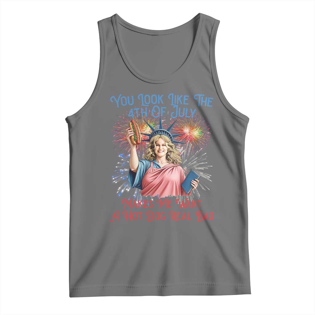 You Look Like The 4th Of July Makes Me Want A Hot Dog Real Bad Tank Top Funny 4th July Hot Dog Meme - Wonder Print Shop