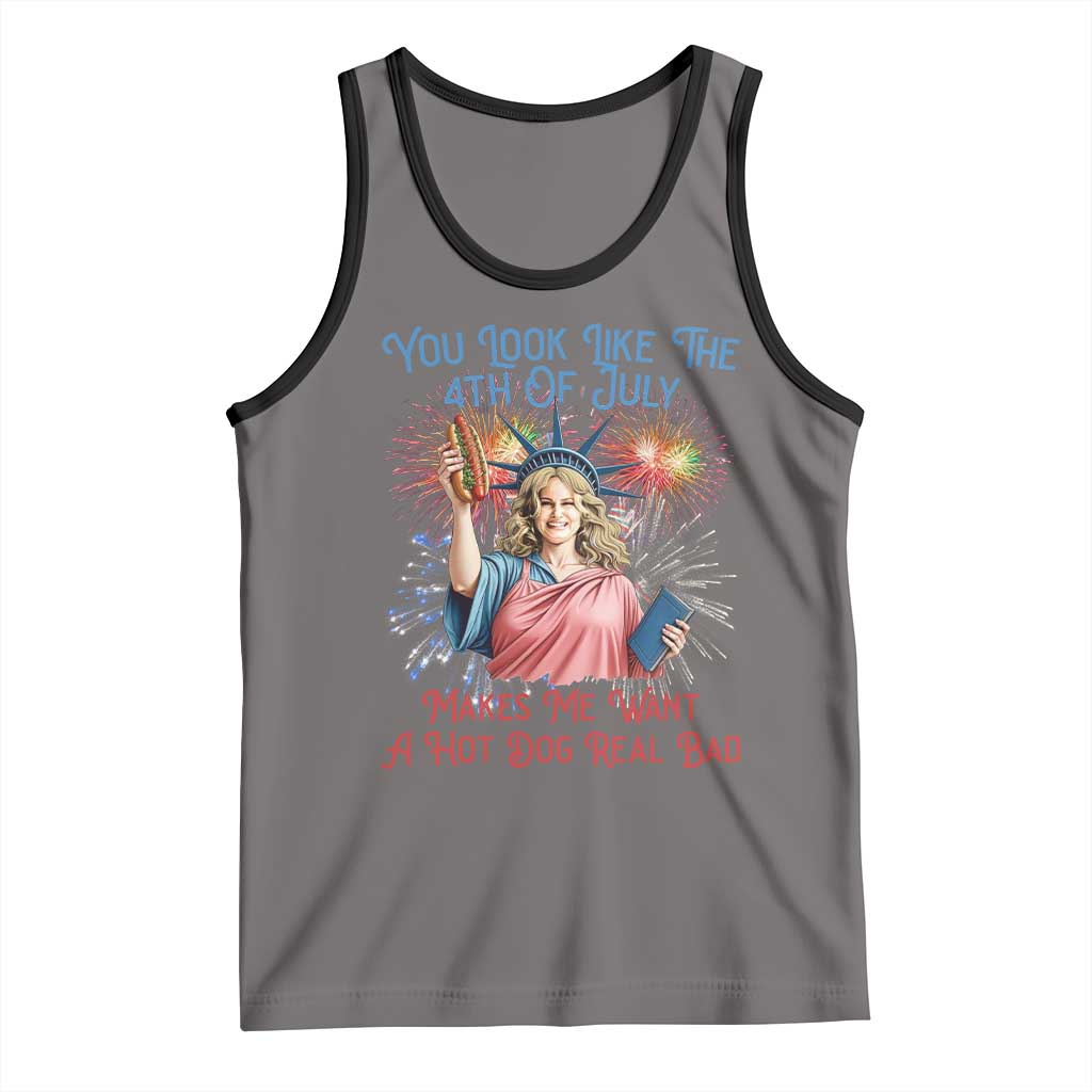 You Look Like The 4th Of July Makes Me Want A Hot Dog Real Bad Tank Top Funny 4th July Hot Dog Meme - Wonder Print Shop
