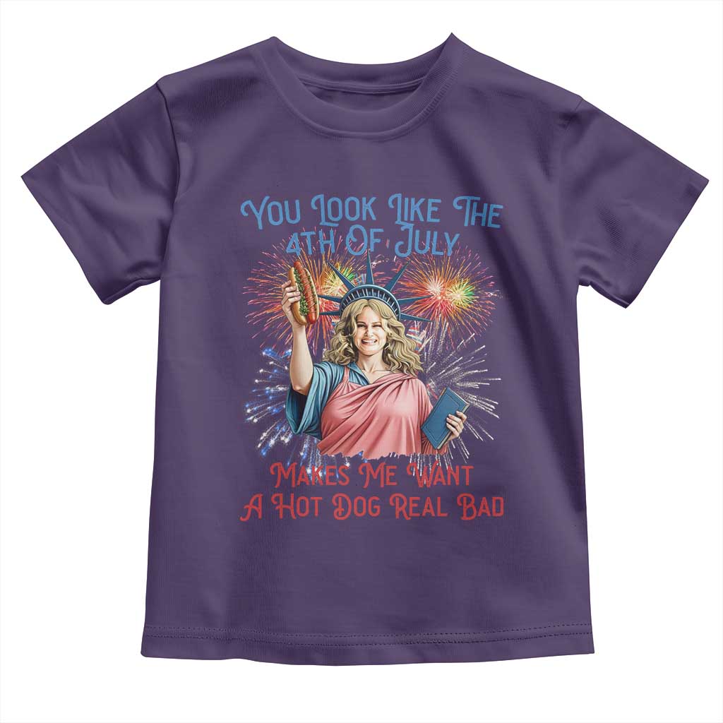 You Look Like The 4th Of July Makes Me Want A Hot Dog Real Bad Toddler T Shirt Funny 4th July Hot Dog Meme - Wonder Print Shop