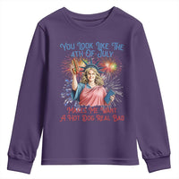 You Look Like The 4th Of July Makes Me Want A Hot Dog Real Bad Youth Sweatshirt Funny 4th July Hot Dog Meme - Wonder Print Shop