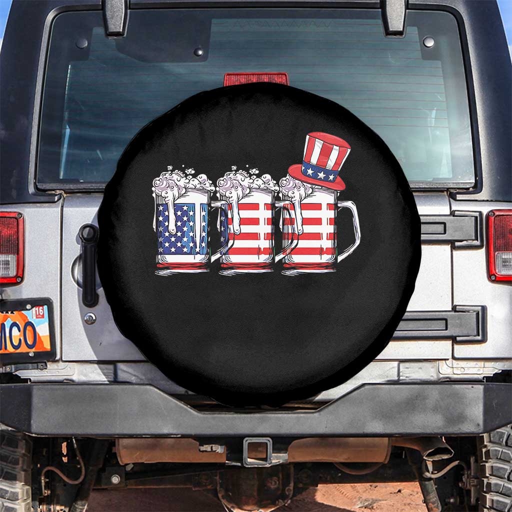 Beer American Flag 4th of July Spare Tire Cover Merica Drinking USA - Wonder Print Shop