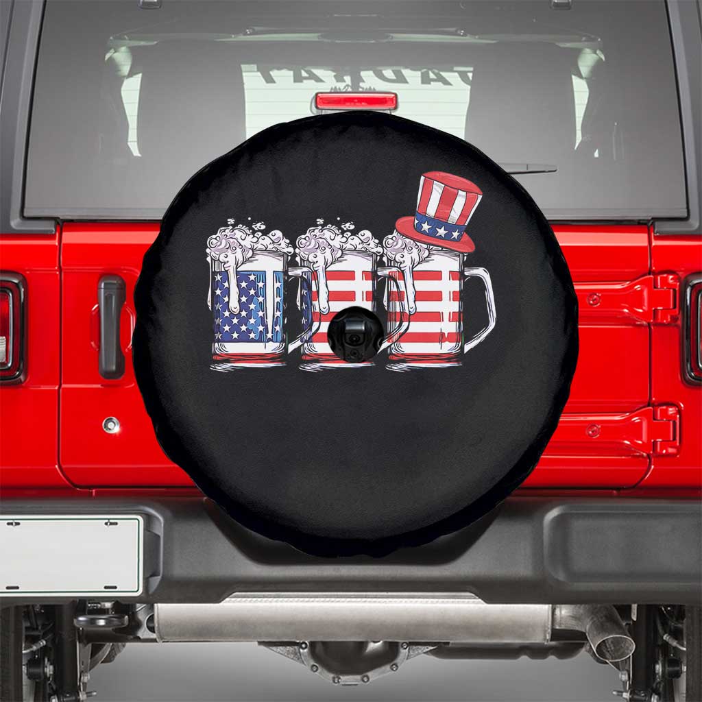 Beer American Flag 4th of July Spare Tire Cover Merica Drinking USA - Wonder Print Shop