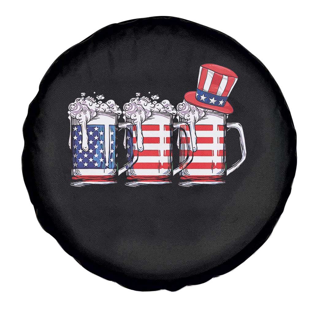 Beer American Flag 4th of July Spare Tire Cover Merica Drinking USA - Wonder Print Shop