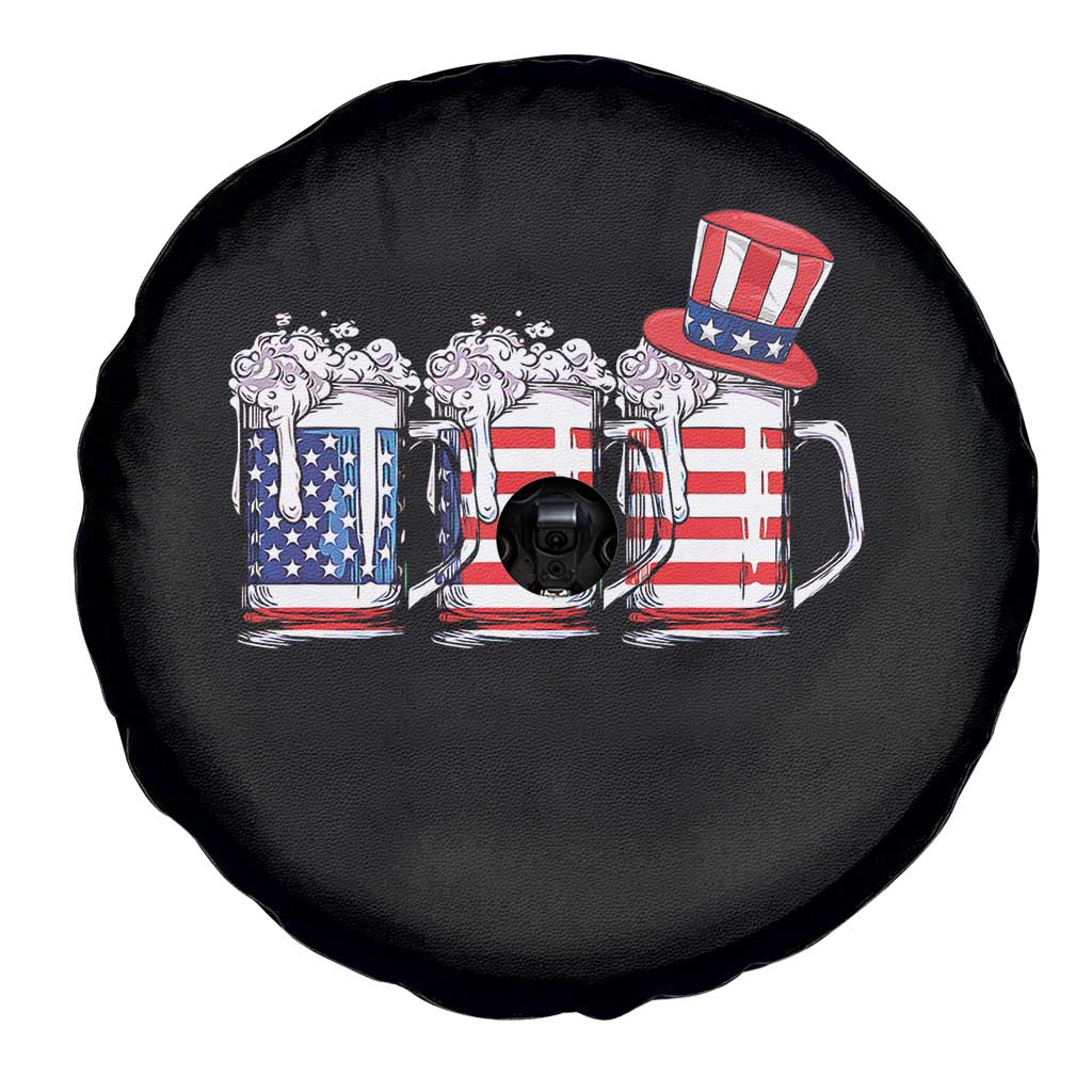 Beer American Flag 4th of July Spare Tire Cover Merica Drinking USA - Wonder Print Shop