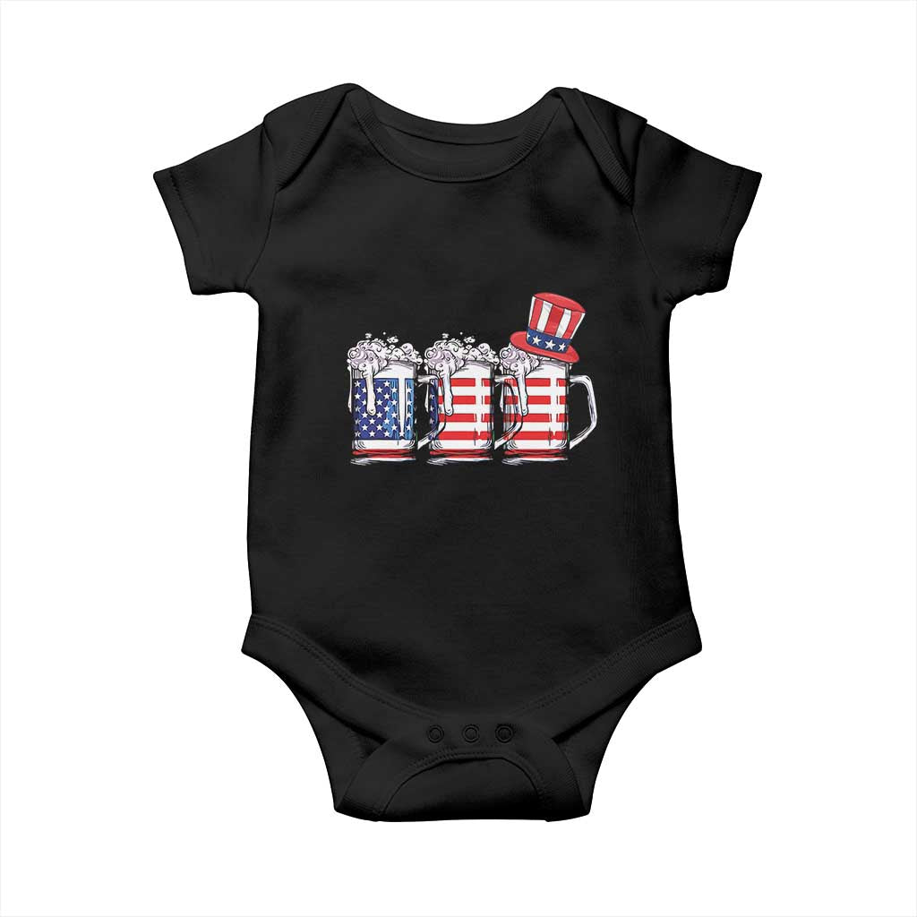 Beer American Flag 4th of July Baby Onesie Merica Drinking USA - Wonder Print Shop