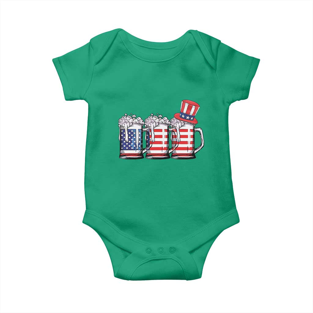 Beer American Flag 4th of July Baby Onesie Merica Drinking USA - Wonder Print Shop