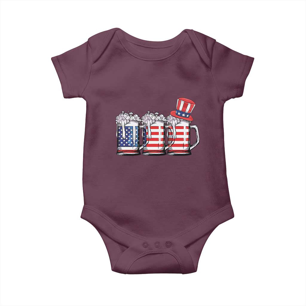 Beer American Flag 4th of July Baby Onesie Merica Drinking USA - Wonder Print Shop