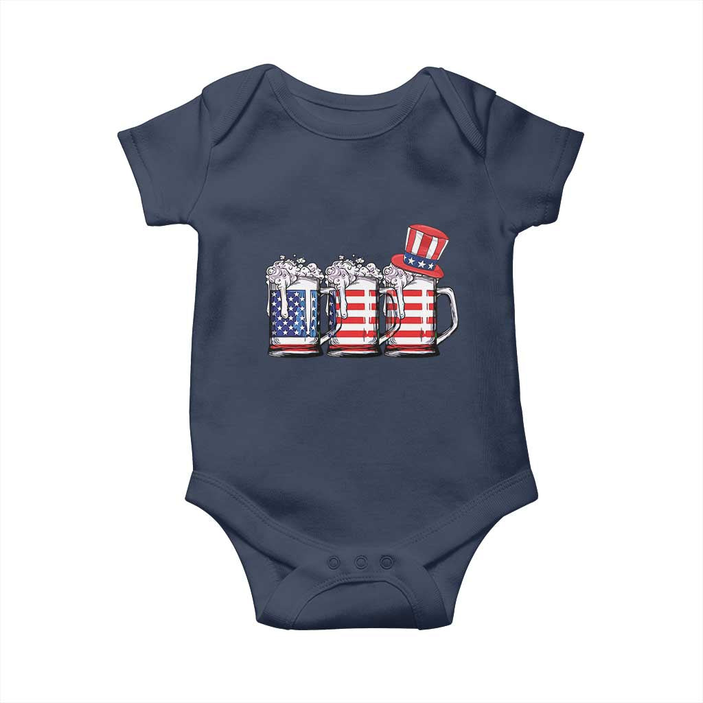Beer American Flag 4th of July Baby Onesie Merica Drinking USA - Wonder Print Shop