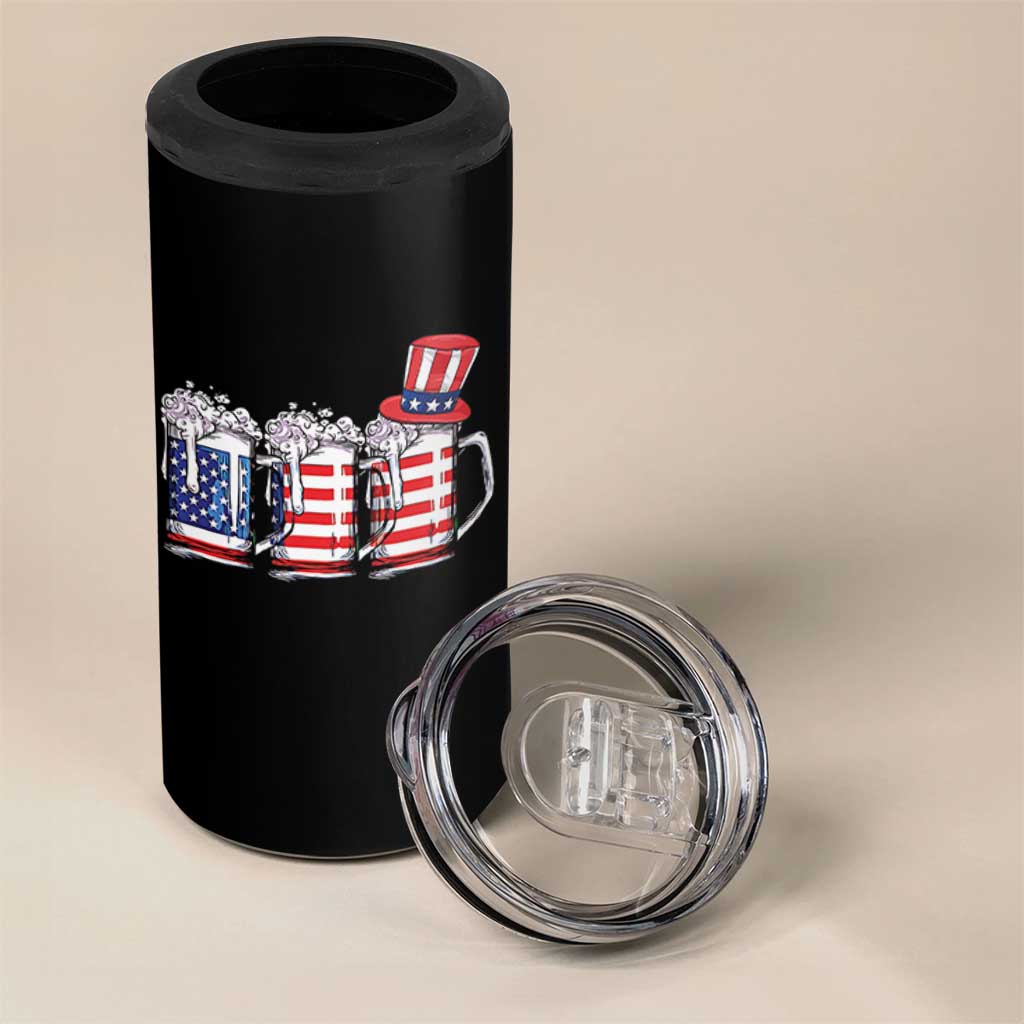 Beer American Flag 4th of July 4 in 1 Can Cooler Tumbler Merica Drinking USA - Wonder Print Shop