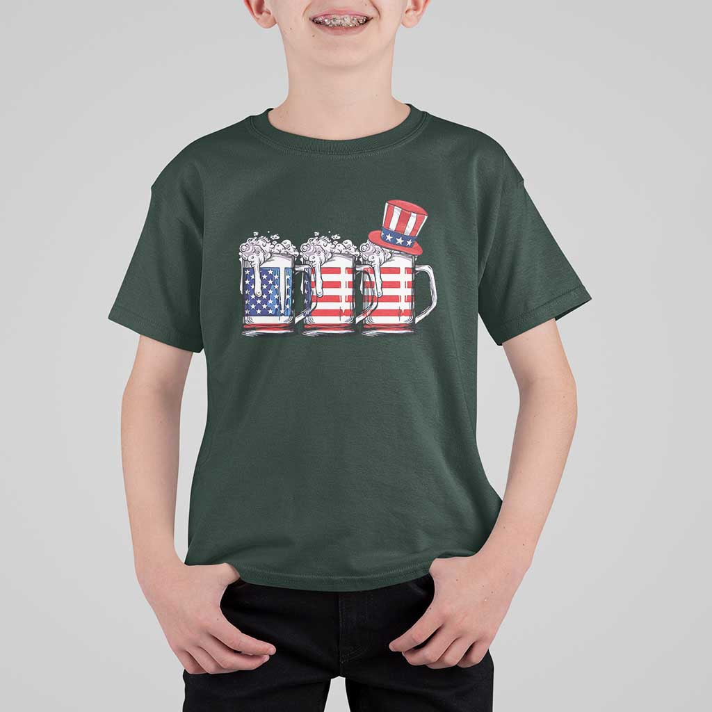 Beer American Flag 4th of July T Shirt For Kid Merica Drinking USA - Wonder Print Shop