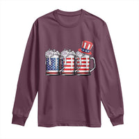 Beer American Flag 4th of July Long Sleeve Shirt Merica Drinking USA - Wonder Print Shop