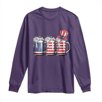 Beer American Flag 4th of July Long Sleeve Shirt Merica Drinking USA - Wonder Print Shop