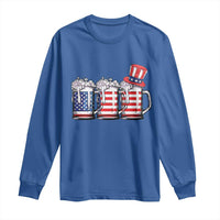 Beer American Flag 4th of July Long Sleeve Shirt Merica Drinking USA - Wonder Print Shop