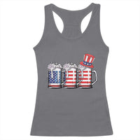 Beer American Flag 4th of July Racerback Tank Top Merica Drinking USA - Wonder Print Shop
