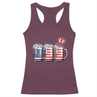 Beer American Flag 4th of July Racerback Tank Top Merica Drinking USA - Wonder Print Shop