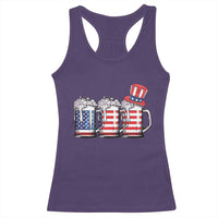 Beer American Flag 4th of July Racerback Tank Top Merica Drinking USA - Wonder Print Shop