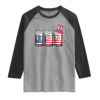 Beer American Flag 4th of July Raglan Shirt Merica Drinking USA - Wonder Print Shop