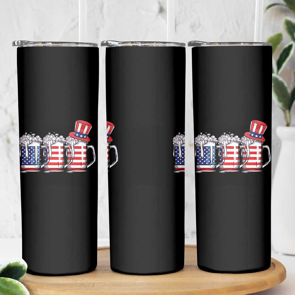 Beer American Flag 4th of July Skinny Tumbler Merica Drinking USA - Wonder Print Shop