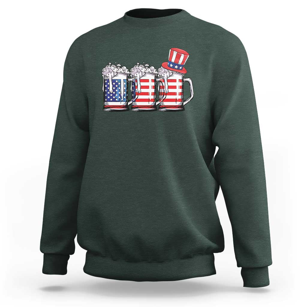 Beer American Flag 4th of July Sweatshirt Merica Drinking USA - Wonder Print Shop
