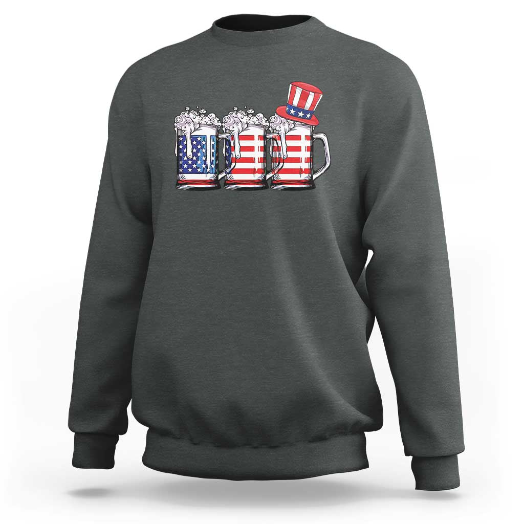 Beer American Flag 4th of July Sweatshirt Merica Drinking USA - Wonder Print Shop