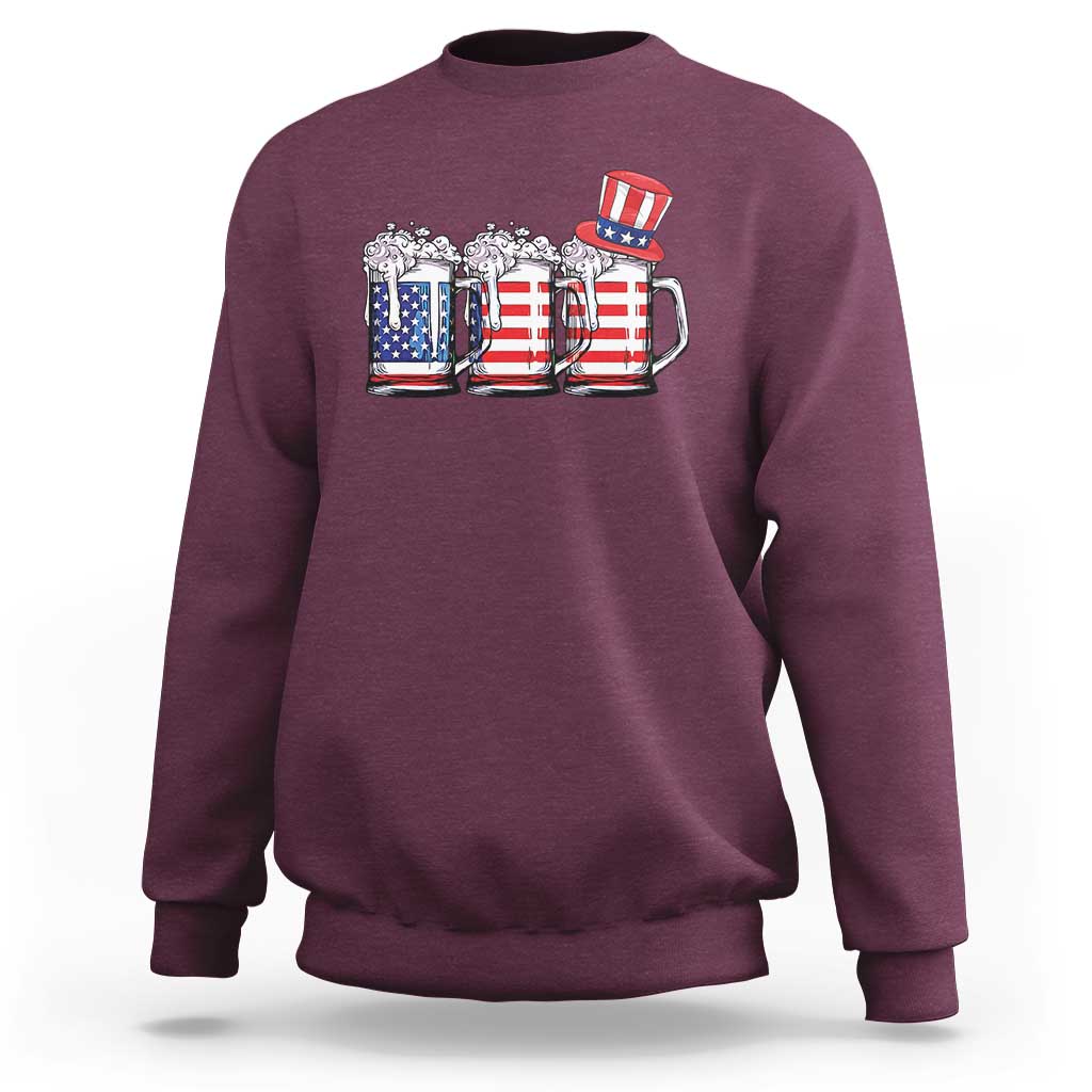Beer American Flag 4th of July Sweatshirt Merica Drinking USA - Wonder Print Shop