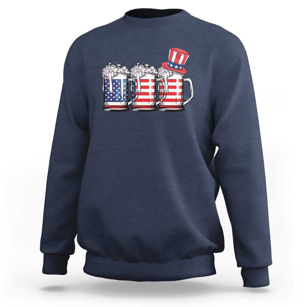 Beer American Flag 4th of July Sweatshirt Merica Drinking USA - Wonder Print Shop