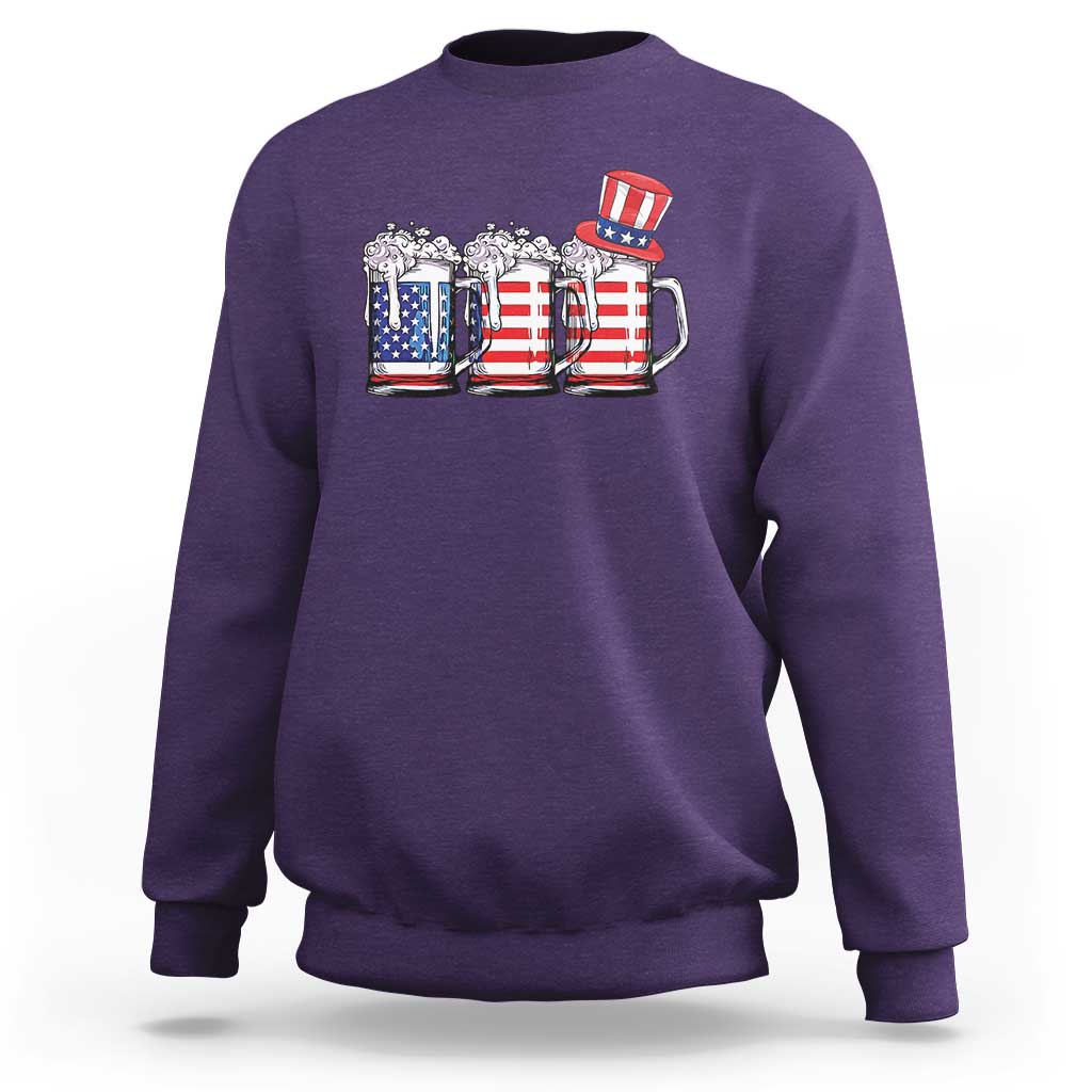 Beer American Flag 4th of July Sweatshirt Merica Drinking USA - Wonder Print Shop