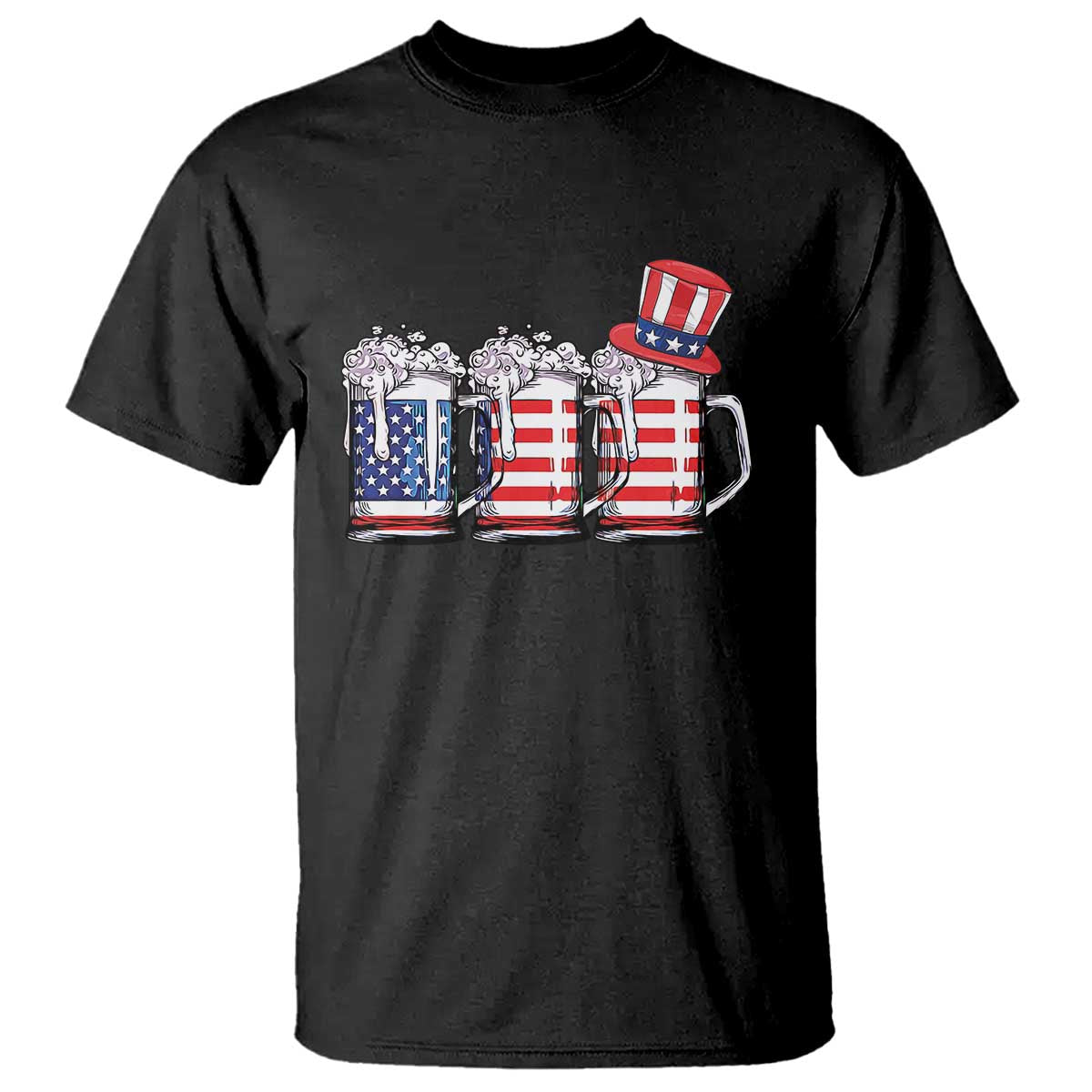 Beer American Flag 4th of July T Shirt Merica Drinking USA - Wonder Print Shop