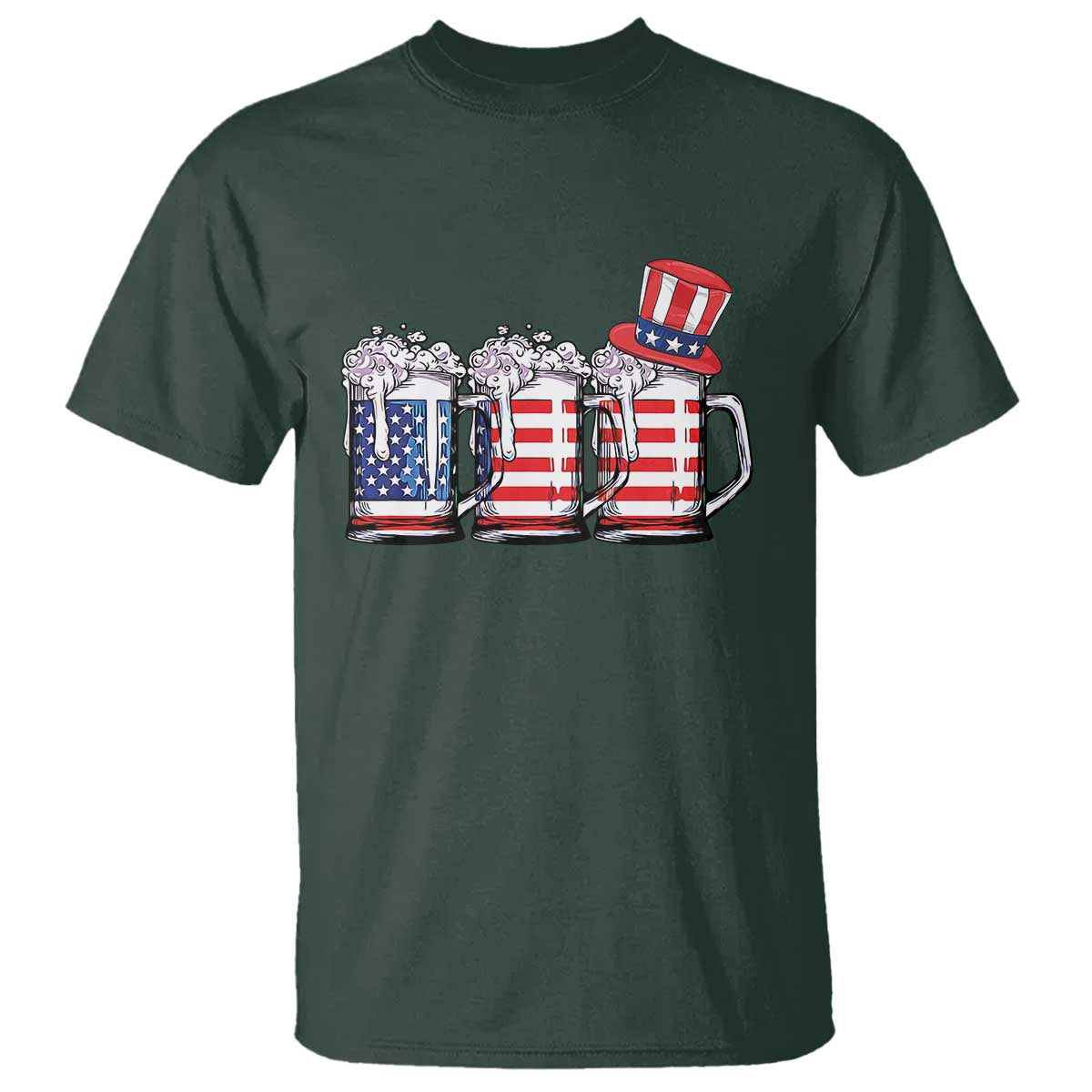 Beer American Flag 4th of July T Shirt Merica Drinking USA - Wonder Print Shop