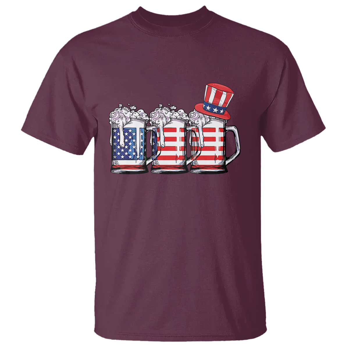 Beer American Flag 4th of July T Shirt Merica Drinking USA - Wonder Print Shop