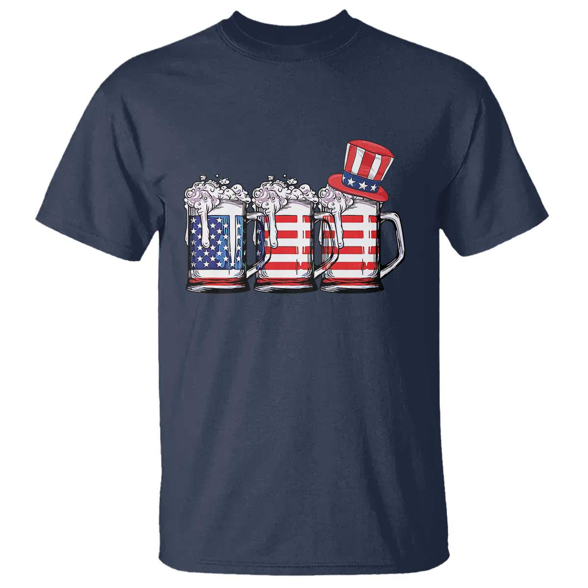 Beer American Flag 4th of July T Shirt Merica Drinking USA - Wonder Print Shop