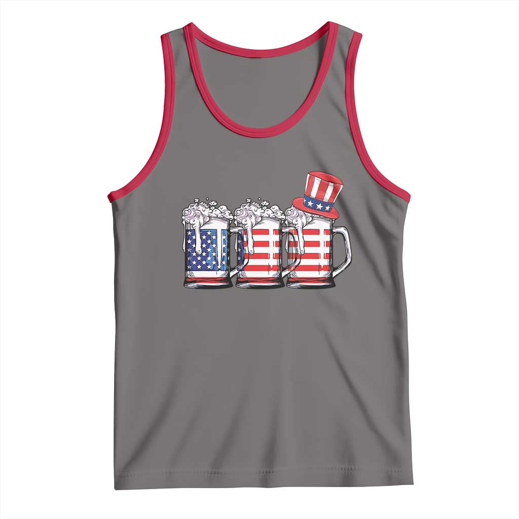Beer American Flag 4th of July Tank Top Merica Drinking USA - Wonder Print Shop