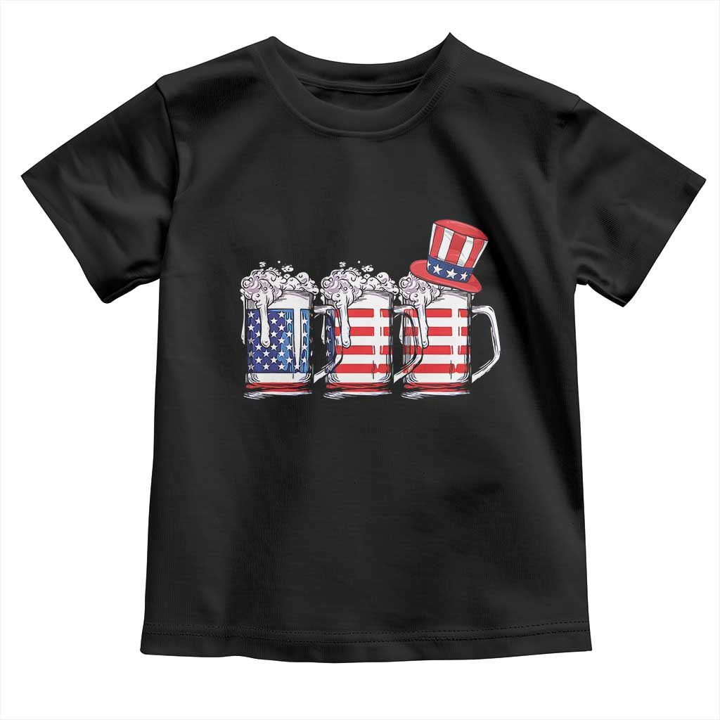 Beer American Flag 4th of July Toddler T Shirt Merica Drinking USA - Wonder Print Shop