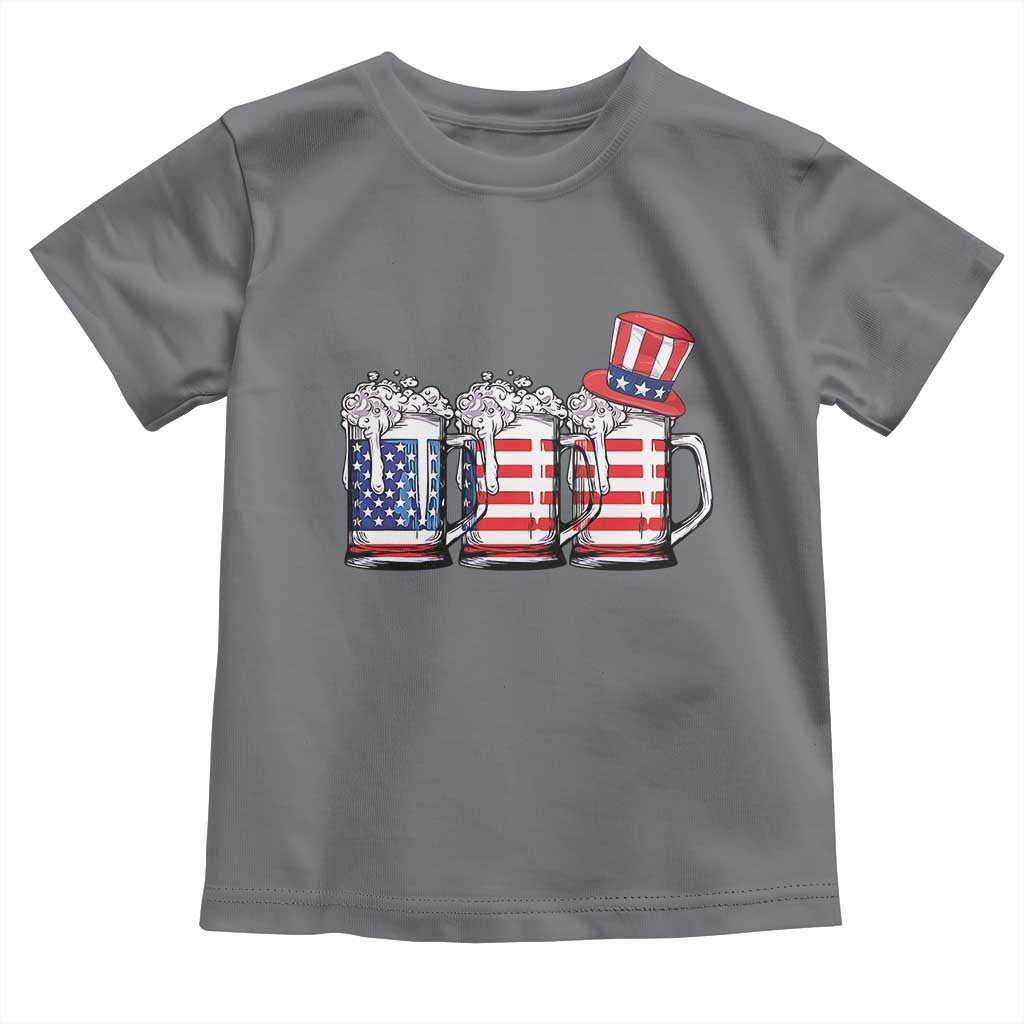 Beer American Flag 4th of July Toddler T Shirt Merica Drinking USA - Wonder Print Shop