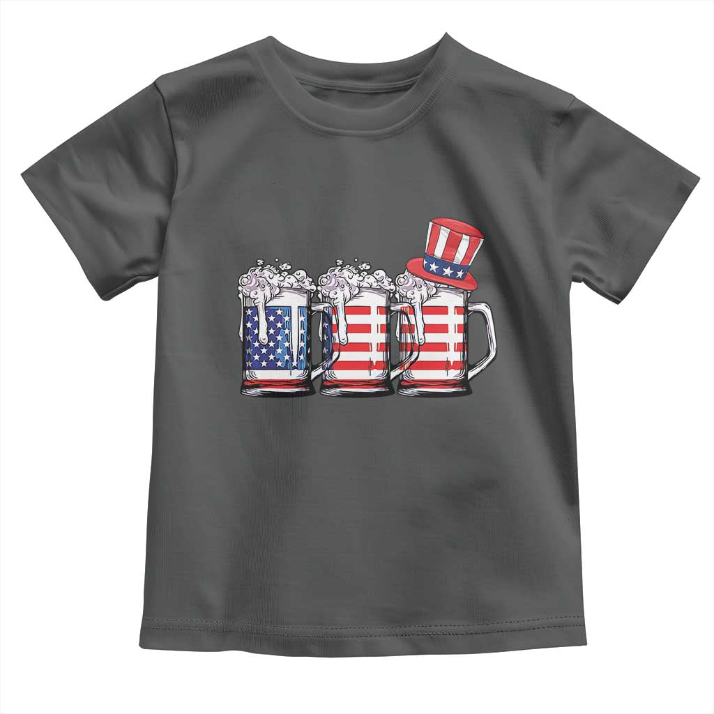 Beer American Flag 4th of July Toddler T Shirt Merica Drinking USA - Wonder Print Shop