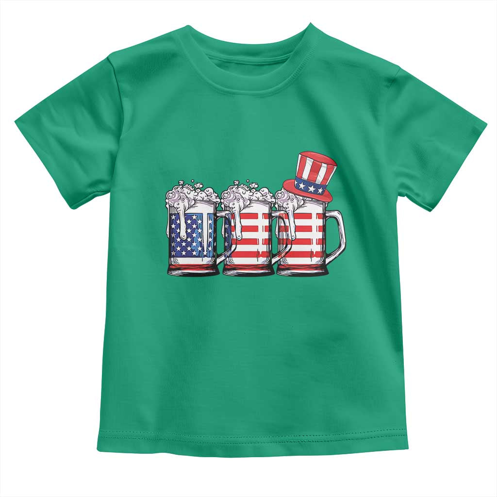 Beer American Flag 4th of July Toddler T Shirt Merica Drinking USA - Wonder Print Shop