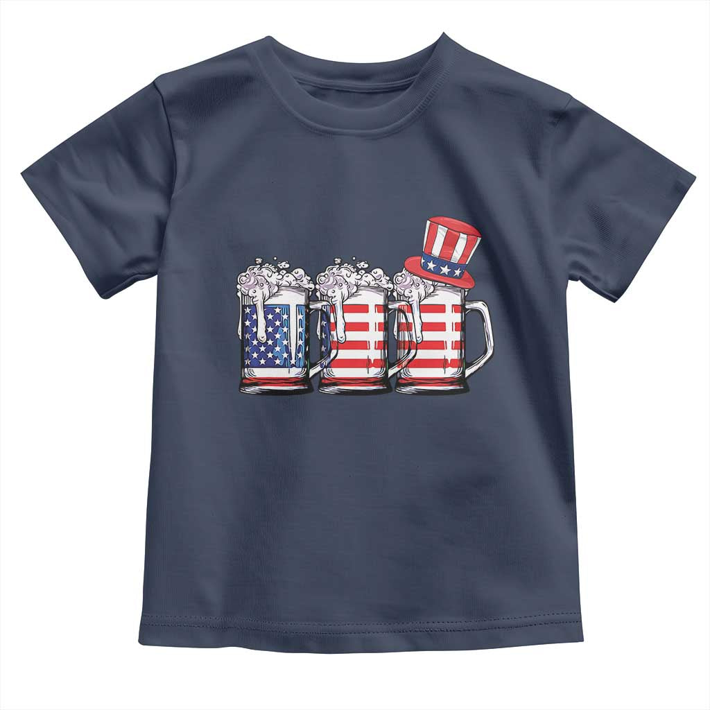 Beer American Flag 4th of July Toddler T Shirt Merica Drinking USA - Wonder Print Shop