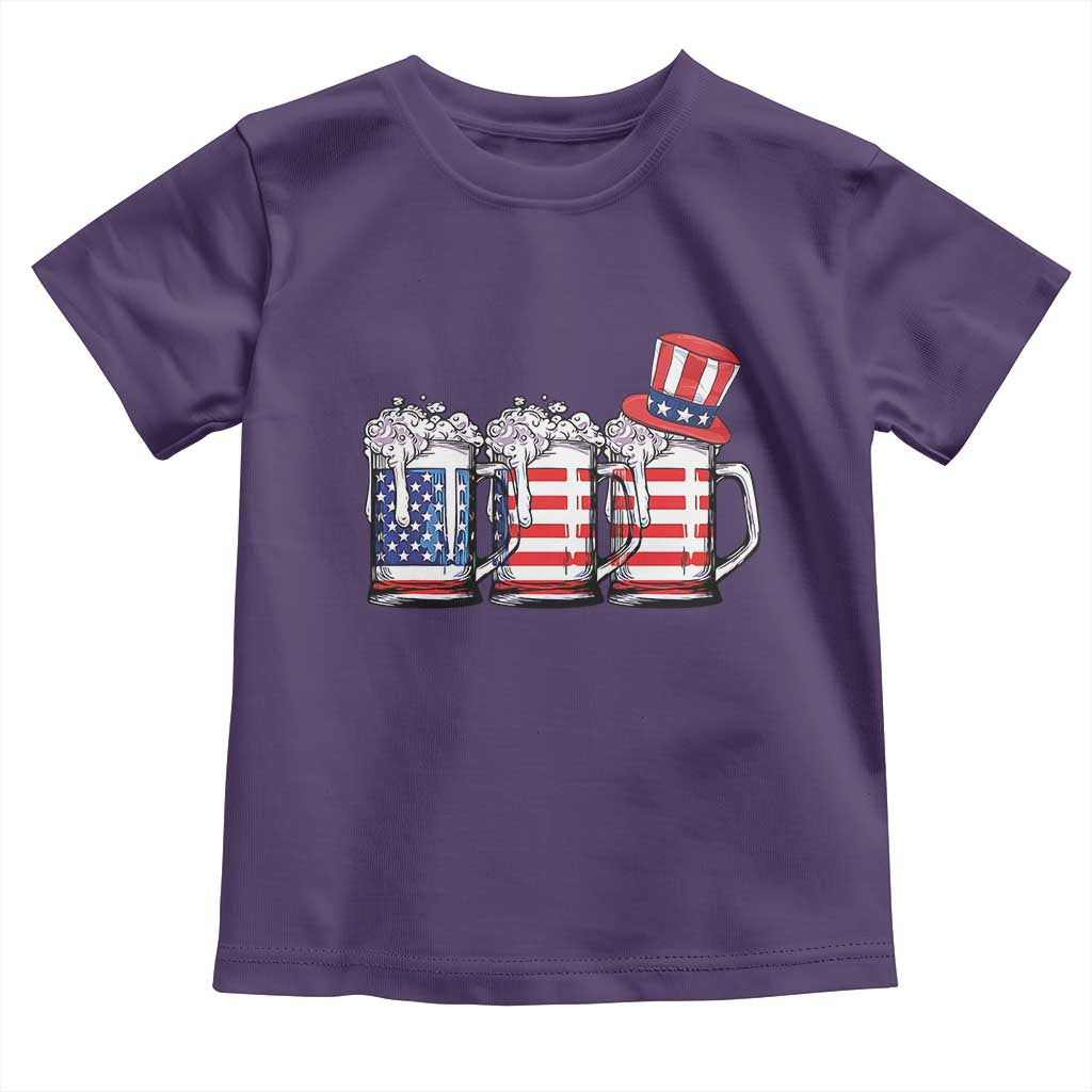 Beer American Flag 4th of July Toddler T Shirt Merica Drinking USA - Wonder Print Shop