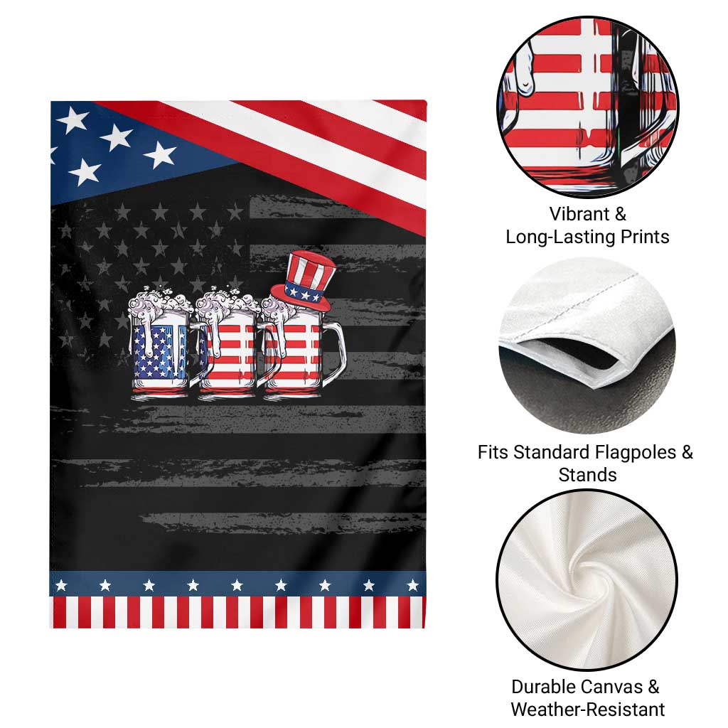Beer American Flag 4th of July Garden Flag Merica Drinking USA