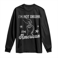 Funny 4th of July Drinking Long Sleeve Shirt Not Drunk I am American - Wonder Print Shop