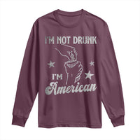 Funny 4th of July Drinking Long Sleeve Shirt Not Drunk I am American - Wonder Print Shop