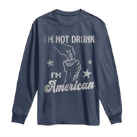 Funny 4th of July Drinking Long Sleeve Shirt Not Drunk I am American - Wonder Print Shop