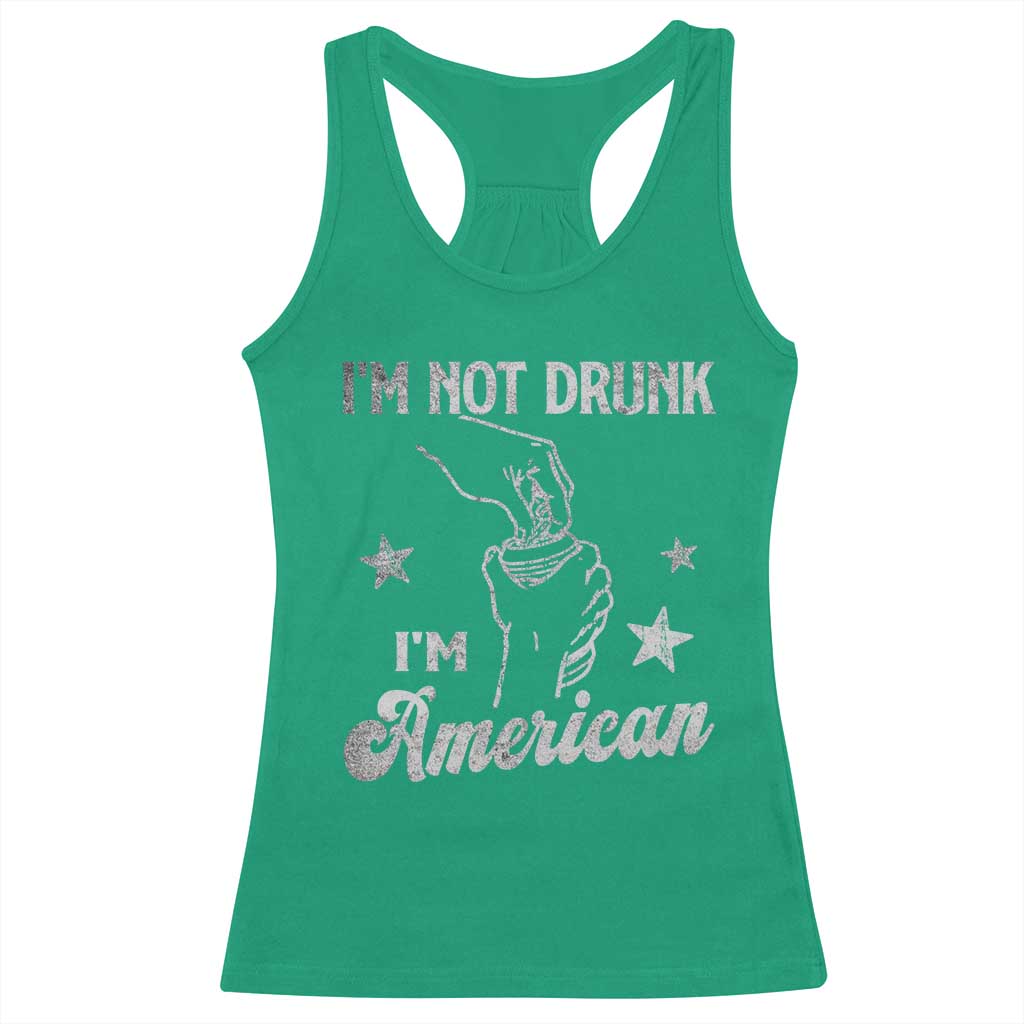 Funny 4th of July Drinking Racerback Tank Top Not Drunk I am American - Wonder Print Shop