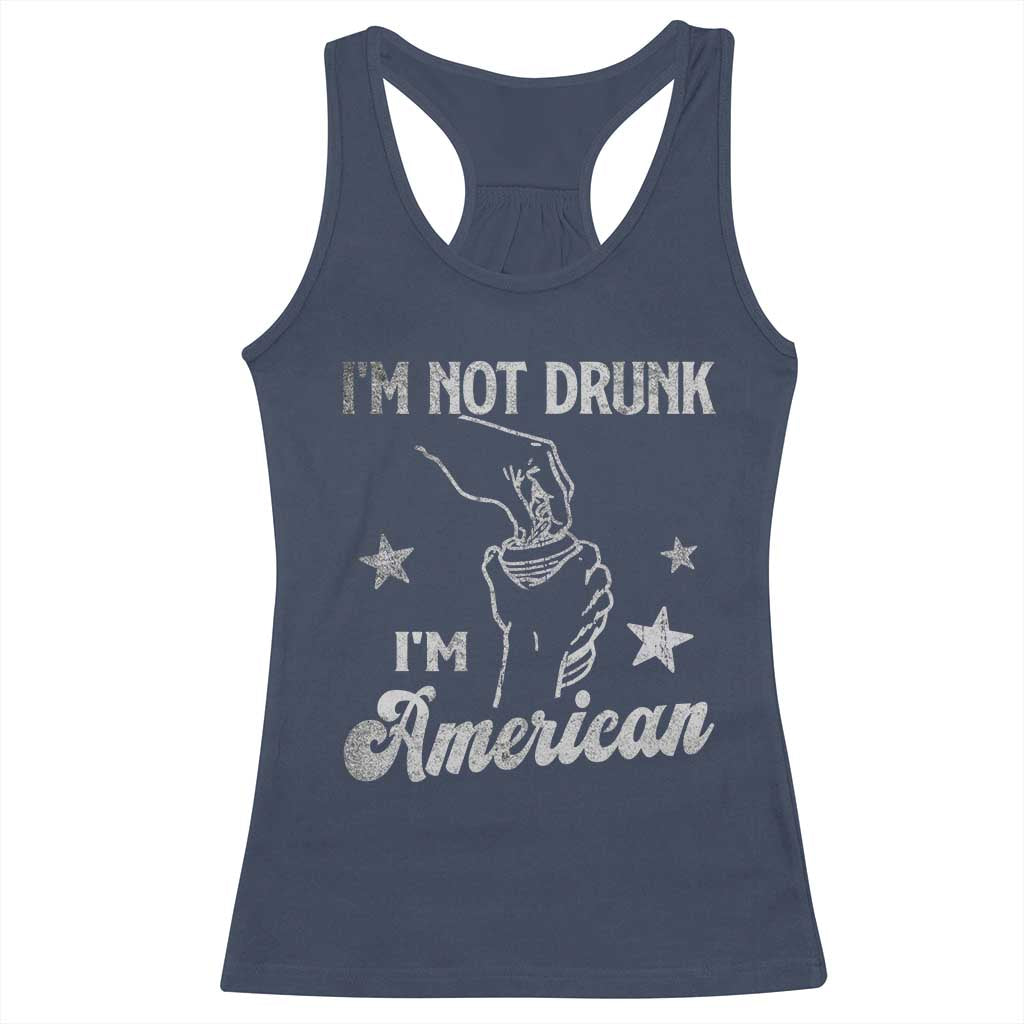 Funny 4th of July Drinking Racerback Tank Top Not Drunk I am American - Wonder Print Shop