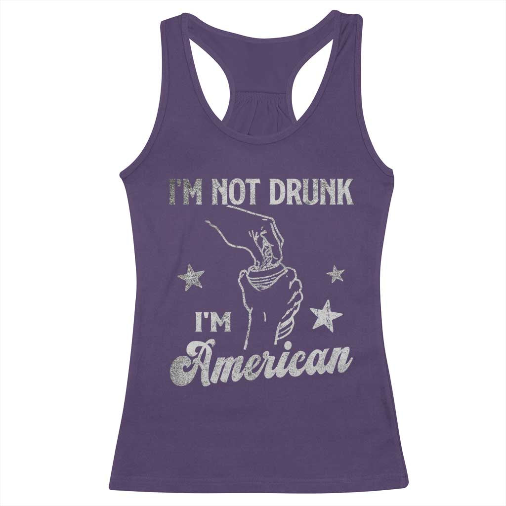 Funny 4th of July Drinking Racerback Tank Top Not Drunk I am American - Wonder Print Shop